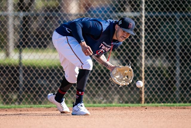 Carlos Correa en entrenamiento en el campo de los Mellizos.