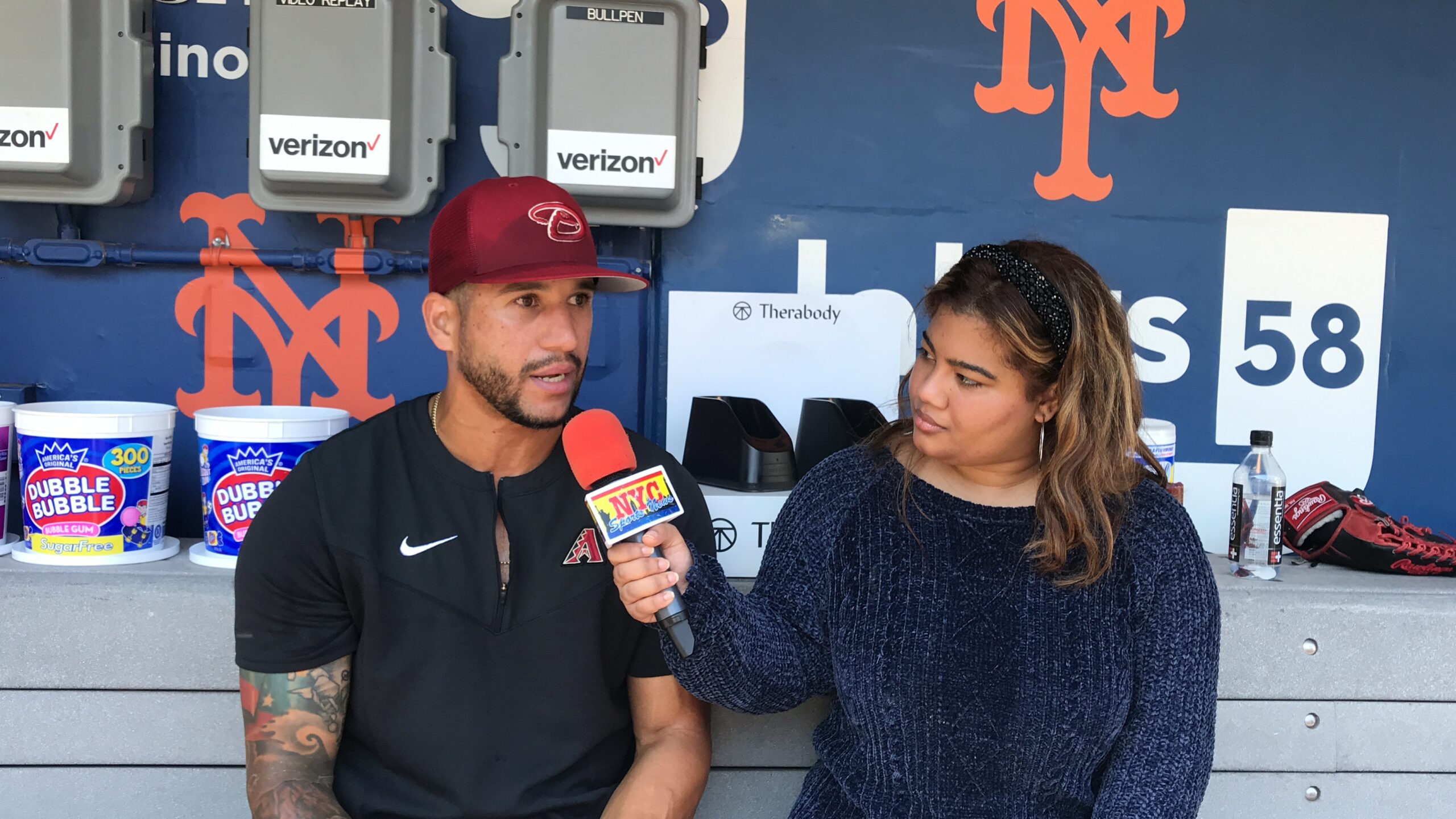 David Peralta tuvo una una importante conversación con Arlenis J. Peña en Citi Field.