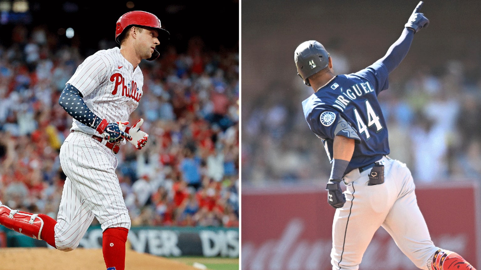 Julio Rodríguez y Rhys Hoskins / Foto de MLB.com