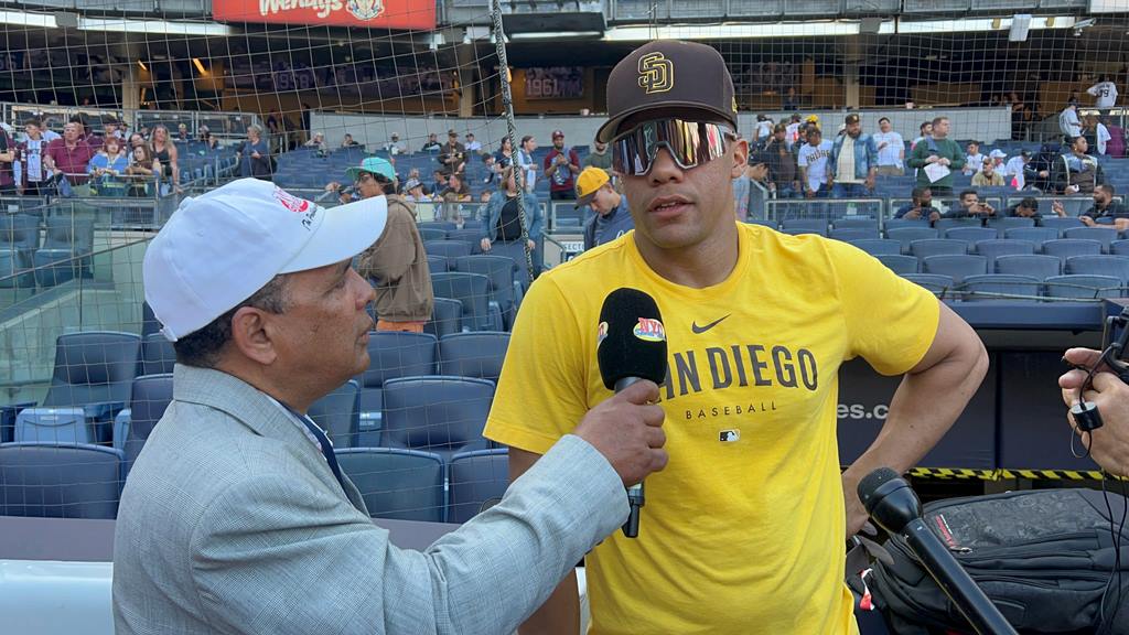 Juan Soto fue entrevistado por Agustín Zapata en el Yankee Stadium.