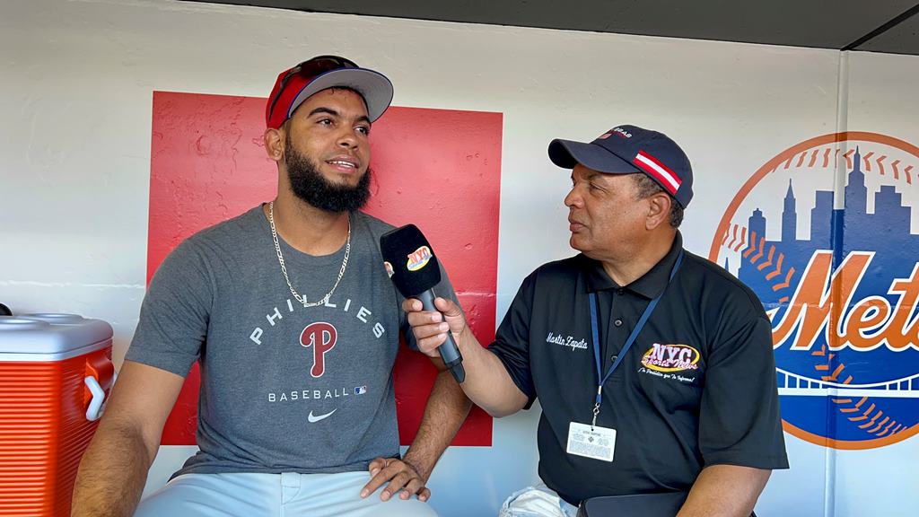 Seranthony Domínguez, entrevistado por Agustín Zapata en Citi Field.