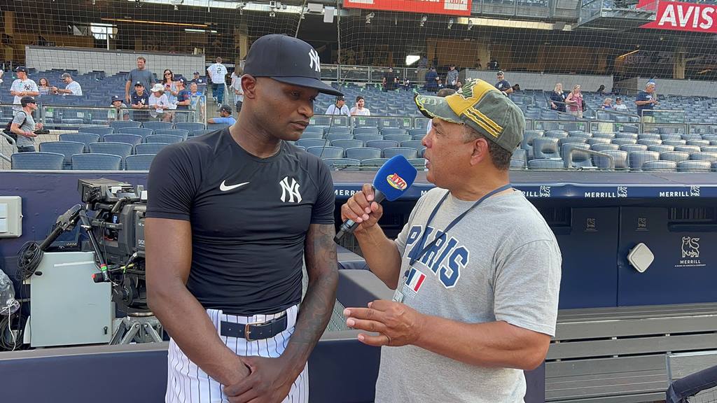 Domingo Germán fue entrevistado en el Yankee Stadium el jueves.