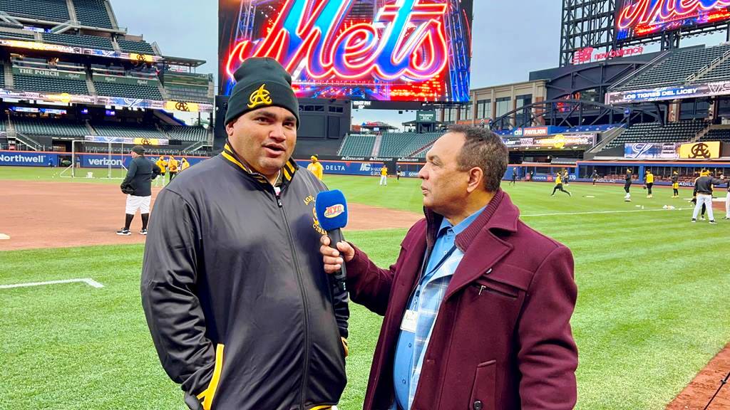 El gerente general de las Águilas Cibaeñas, Ángel Ovalles, fue entrevistado por Agustín Zapata en Citi Field