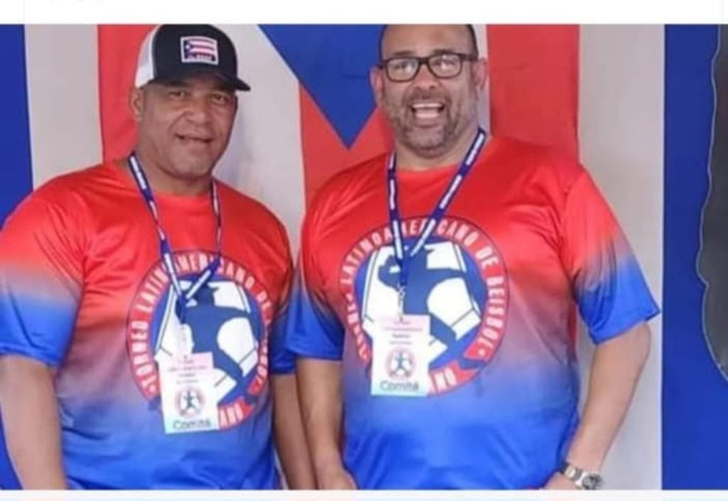 Papulín Soto y Purito Rivera, principales directivos del Torneo Latinoamericano de Arroyo, Puerto Rico, que lleva 14 ediciones.