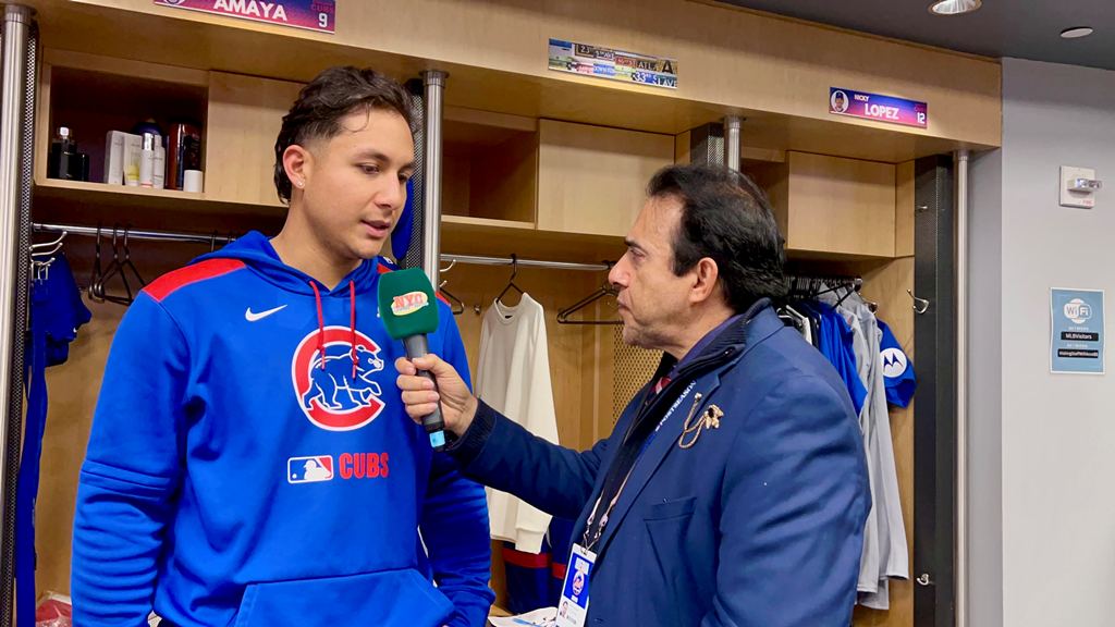 Miguel Amaya, el receptor de los Cubs, dialogó con Neftalí Medina en Citi Field.