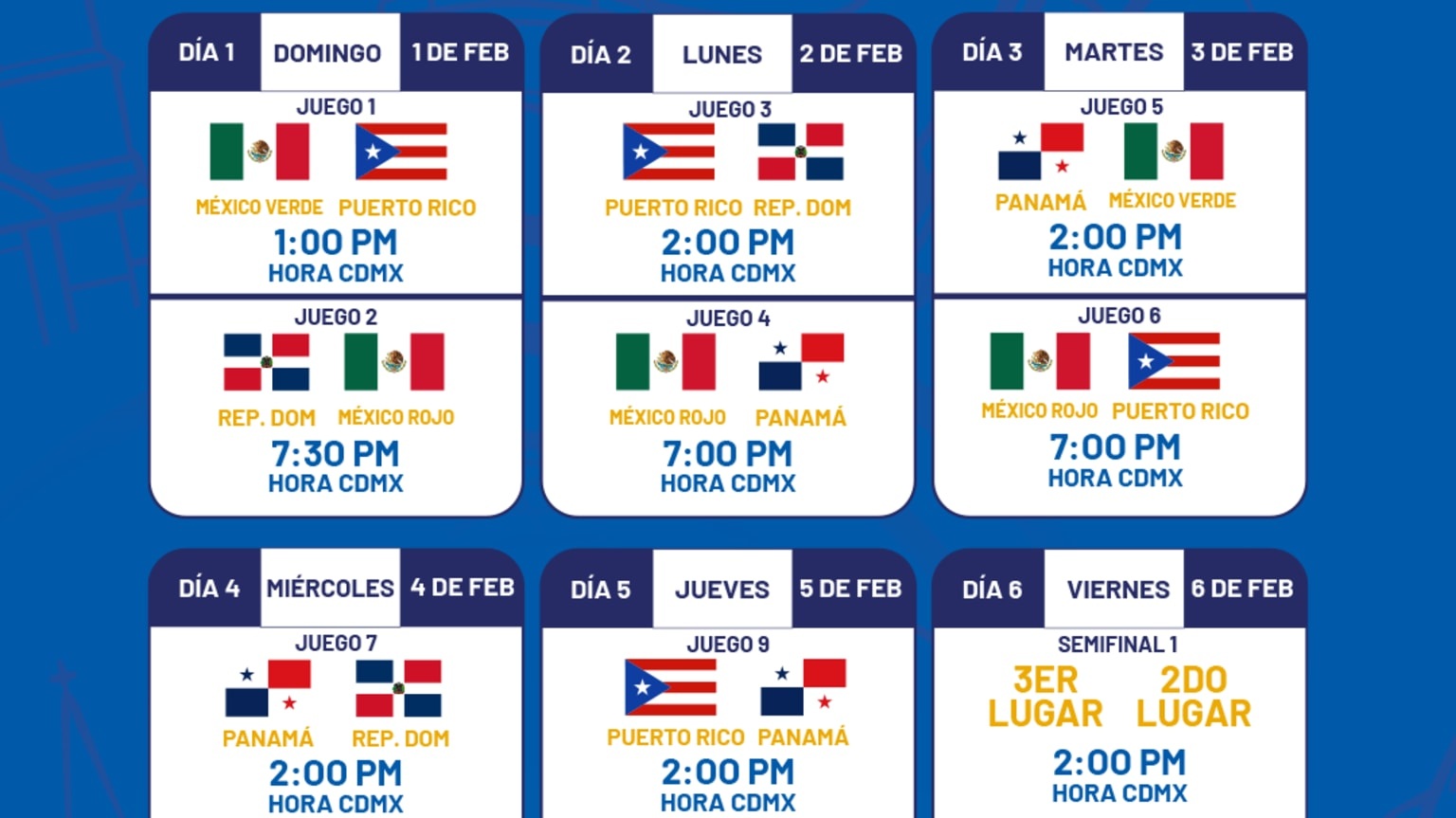 Calendario Serie del Caribe 2026